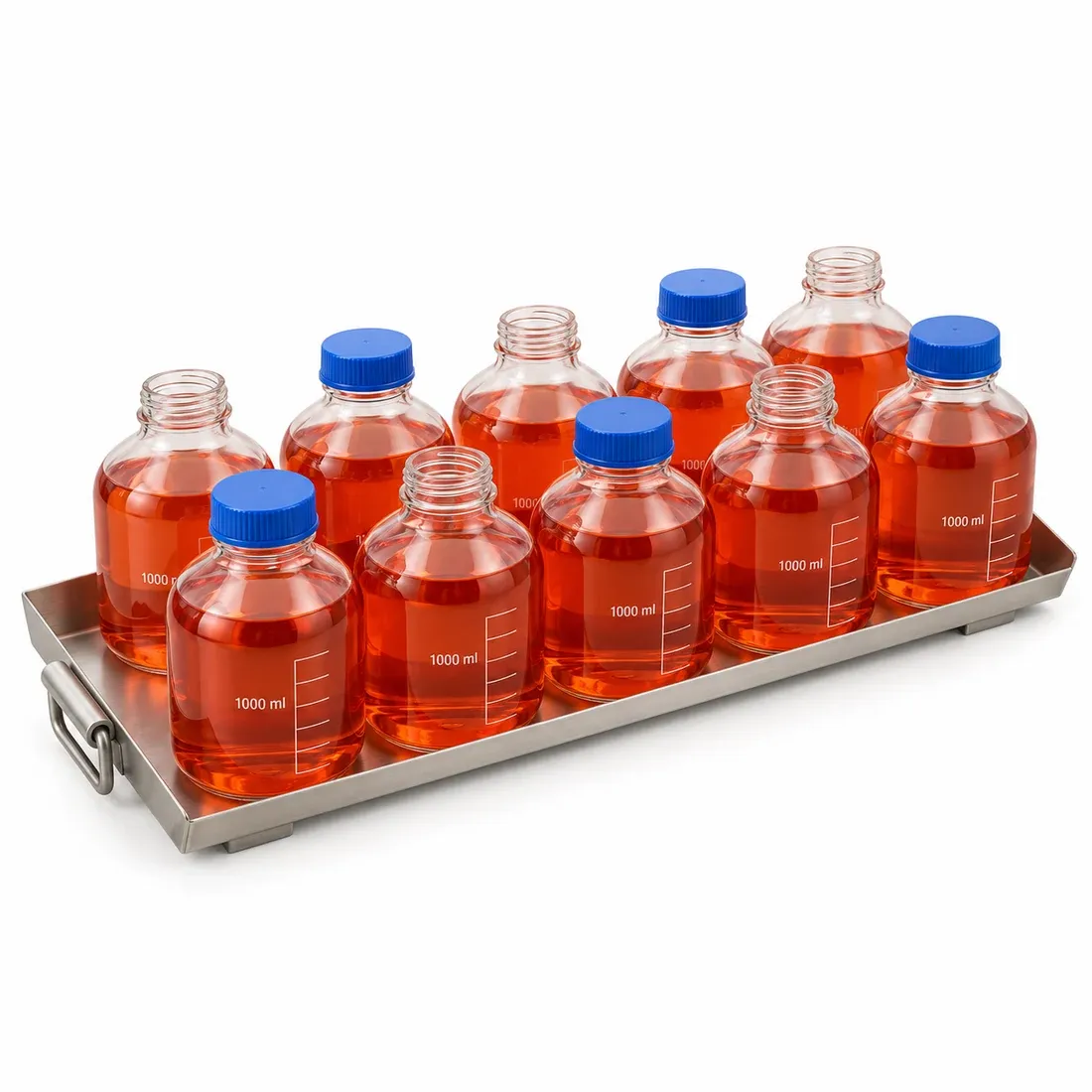 Culture media in one-litre bottles