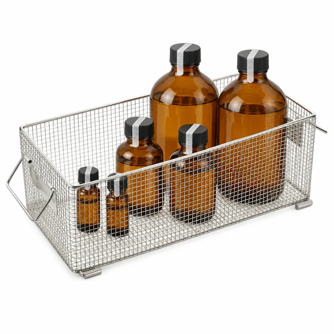 Solutions in sealed amber glass bottles