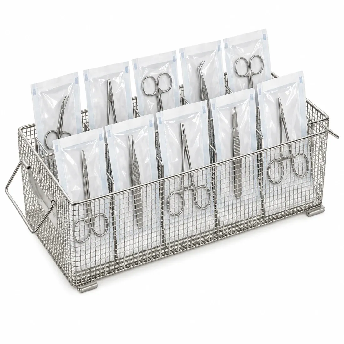 Wrapped instruments in sterilisation paper